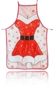 Sexy Christmas apron for women featuring red mini dress print and Merry Christmas text - 5#-Sexy Christmas Dress Pattern