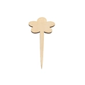Unfinished flower-shaped wooden plant label tag with sharp pointed stake for assembly - Five-Petal Flower