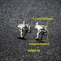 Pair of stainless steel flamingo stud earrings with silver finish, 1.1cm height dimensions - 096 Flamingo / Steel