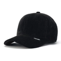 Men's winter black corduroy baseball cap with fleece lining and ear protection flaps - Black
