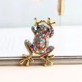 Spilla a forma di rana nordica in lega dorata con strass colorati per abiti eleganti - Colorato