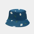 Reversible navy blue bucket hat with white daisy floral pattern for sun protection - One Size / 18# Navy Blue White Daisy