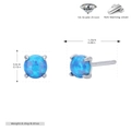 Minimalist S925 sterling silver stud earring with 4mm round blue opal stone inlay - 925 Silver / 925 Silver White Gold Plated - 4MM Blue Opal