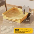 Yellow pet dog toilet with stainless steel grid, high splash-proof walls and gray scoop - 15mm Grid / Yellow
