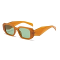 Lunettes de soleil polygonales ambre avec verres verts et style rétro Y2K tendance - C08 Orange Citrouille G15