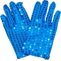 Blue sequin dance gloves with shiny metallic glitter for children stage performance - One Size / Sky Blue