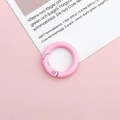 Detailed view of pink 25mm round spring buckle and alloy snap hook for DIY jewelry - Light Pink