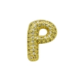 Close-up of golden letter P pendant featuring micro-set sparkling white cubic zirconia - English Letter P (DB241107-P)