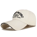 Casquette de baseball beige avec broderie 1986 et visière longue pour le soleil - Réglable / Beige Clair