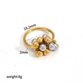 Anello minimalista in acciaio inossidabile con perle metalliche bicolore oro e argento - Stile Leggero Sfera Mista Oro e Argento (TR4446)