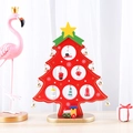 Miniature wooden Christmas tree desktop decoration with red ornaments and small train base - 17cmx5.5cmx22cm / Red Christmas Tree (6 Holes)