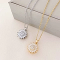 Rotating sunflower necklaces in silver and gold plating with cubic zirconia crystals - Sunflower (O-Chain) / Gold