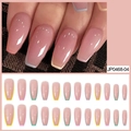 Faux ongles ballerine longs rose nude avec pointes françaises aux couleurs macaron - Macaron Mosaïque French Tip (JP0468-04)