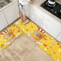 Yellow kitchen mat set with Happy Birthday animals for non-slip floor protection - Animal Hot Air Balloon / 40*60cm