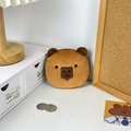 Close-up of plush capybara coin purse with bead chain and soft brown texture details - Dull Expression