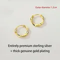 Elegante 1.2cm Mobius Creolen aus S999 Sterlingsilber mit 18K Vergoldung gedreht - 12mm Paar / Gold