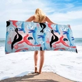 Quick-dry rectangular beach towel with marine animal seal and jellyfish print - Light Grey Marine Animal Print (STJ-019-018)