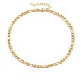 Golden Figaro chain necklace in stainless steel with extender and lobster clasp - 42+5cm / 6mm / Gold
