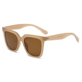 Classic large square frame sunglasses in translucent champagne for men and women - Brown