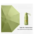 Matcha green 8-rib folding umbrella with black UV coating and UPF50+ sun protection - Matcha Green (Plain Large)