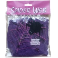 Set decorazione ragnatela viola per Halloween con grande ragno nero in confezione - 20g Viola + 2 Ragni