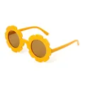 Kids sunflower shaped sunglasses in bright yellow with stylish tinted brown lenses - Yellow