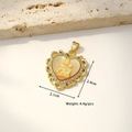 Golden heart pendant with orange shell cameo and crystal border measuring 2.4cm - Heart Mother and Child (Yellow Shell)