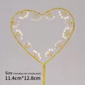 Golden heart cake topper with white pearls and wire frame for birthday decoration - Heart Pearl Decoration Plug