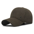 Gorra de béisbol de invierno para hombre en lana marrón oscuro con orejeras cálidas - Ajustable / café