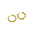 French vintage S925 sterling silver hoop earrings with gold-toned bubble bead texture - 18K Gold / 6mm