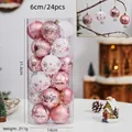 Set van 24 kerstballen van 6 cm in roségoud en wit in een transparante cilinderverpakking - Roségoud