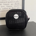 Portable black mesh cosmetic bag with contrast BEAR logo and sturdy side handle - Square Storage Bag (Summer Color-block Mesh Bag) / Black