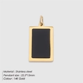 14K gold plated stainless steel rectangular pendant with black stone inlay, 22.5x15mm - Gold + Black
