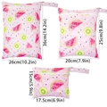 Set of 3 pink waterproof wet bags with fruit patterns in large, medium, and small sizes - BF103 Pink Fruit / 15x18cm