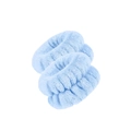 Pair of light blue plush wrist washbands made of absorbent microfiber coral fleece - Light Blue (3 Elastics / Pair)
