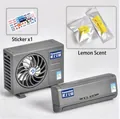 Mini car air conditioner perfume set in grey with indoor unit, outdoor unit and stickers - Grey [Lemon Scent] With Stickers