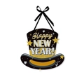 New Year party door hanger featuring a black top hat design with Happy New Year text - Hat Style