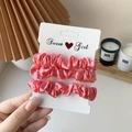 Pink satin scrunchie set of three displayed on a white card with Sweet Girl branding - 3 Piece Set / Rose Pink