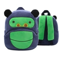 Cute monkey plush backpack for kids in vibrant royal blue and bright green colors - Gorilla