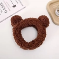 Plush brown bear ear headband for face washing, soft fuzzy hairband for women - Bear Hairband / Brown