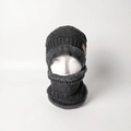 Dark grey knitted beanie and neck warmer set with thick fleece lining for winter warmth - One Size / Gray