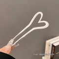 Épingle à cheveux argentée en U avec design cœur creux pour coiffure élégante, 13cm - Cœur Lisse Argenté (100#)