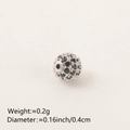 Micro-set black cubic zirconia round bead for DIY bracelets in silver finish, 0.4cm size - 4MM Black Zirconia Platinum Plated