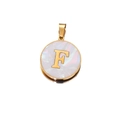 Gold stainless steel letter F pendant with white shell inlay for DIY jewelry making - Letter F / 22mm (1 Piece/Pack) / Gold
