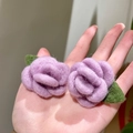 2511103d Purple Plush Rose Earrings
