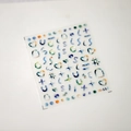 Matte jelly texture nail art stickers with colorful soul letters and heart symbols 14-117 - Colorful Watercolor Symbols Style (m117)