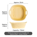 Bol carré en céramique jaune crème de 750ml avec double poignée et texture faite main - Jaune Crème Bol Carré 8,5 Pouces