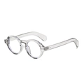 Occhiali rotondi trasparenti minimalisti stile retrò con finitura in resina trasparente - Montatura Grigia Trasparente Anti-Luce Blu (C9)