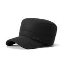 Herren Winter-Military-Cap aus schwarzem Stoff mit SPORT-Logo-Aufnäher und Fleece-Futter - Schwarz