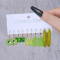 Set di 5 paia di orecchini a perno con farfalle e orsetti verdi in oro - Tema Verde 5 Paia (E1649-1)